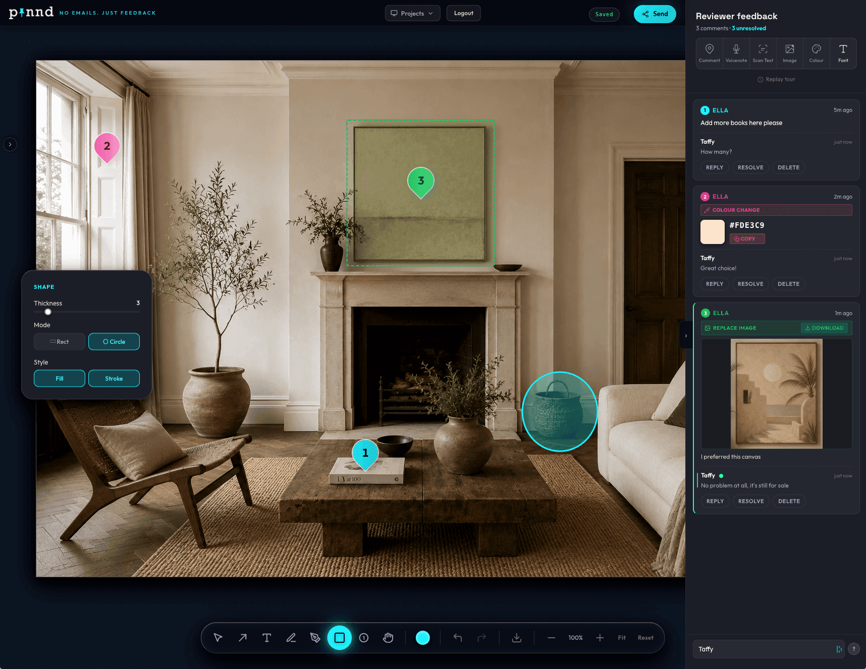 Pinnd in use — visual feedback tool